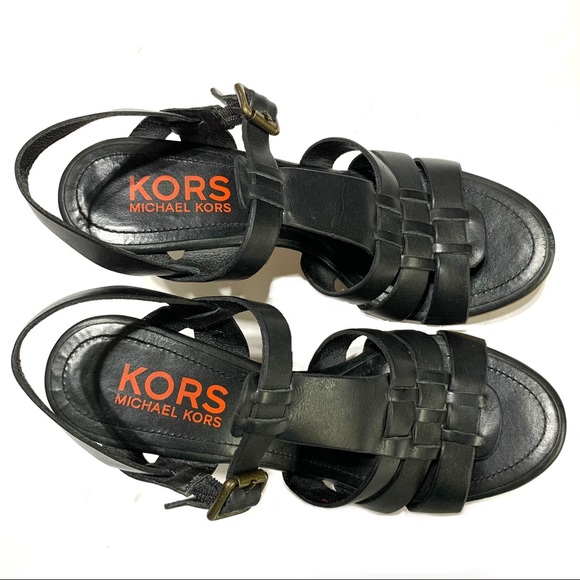 Michael Kors Black Leather Sandals US 7M - Picture 3 of 15